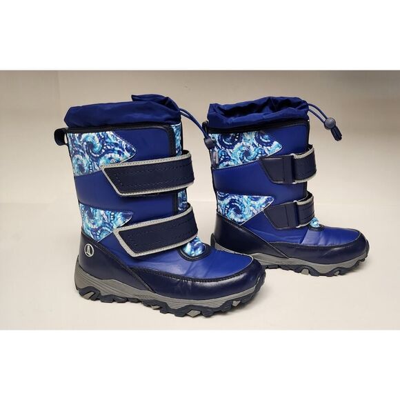 Lands End Kids Flurry Insulated Girls Winter Boots Snow 2M Color Blue/White - Picture 4 of 9